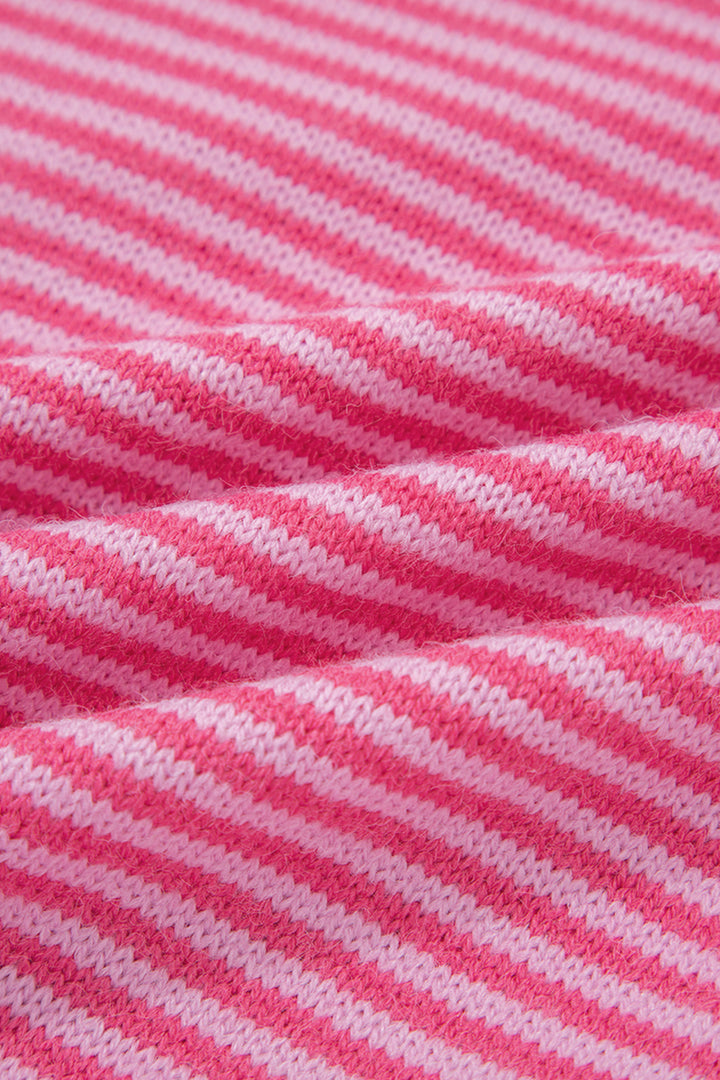 Stripe Contrast Heart Pattern Valentine Knit Sweater