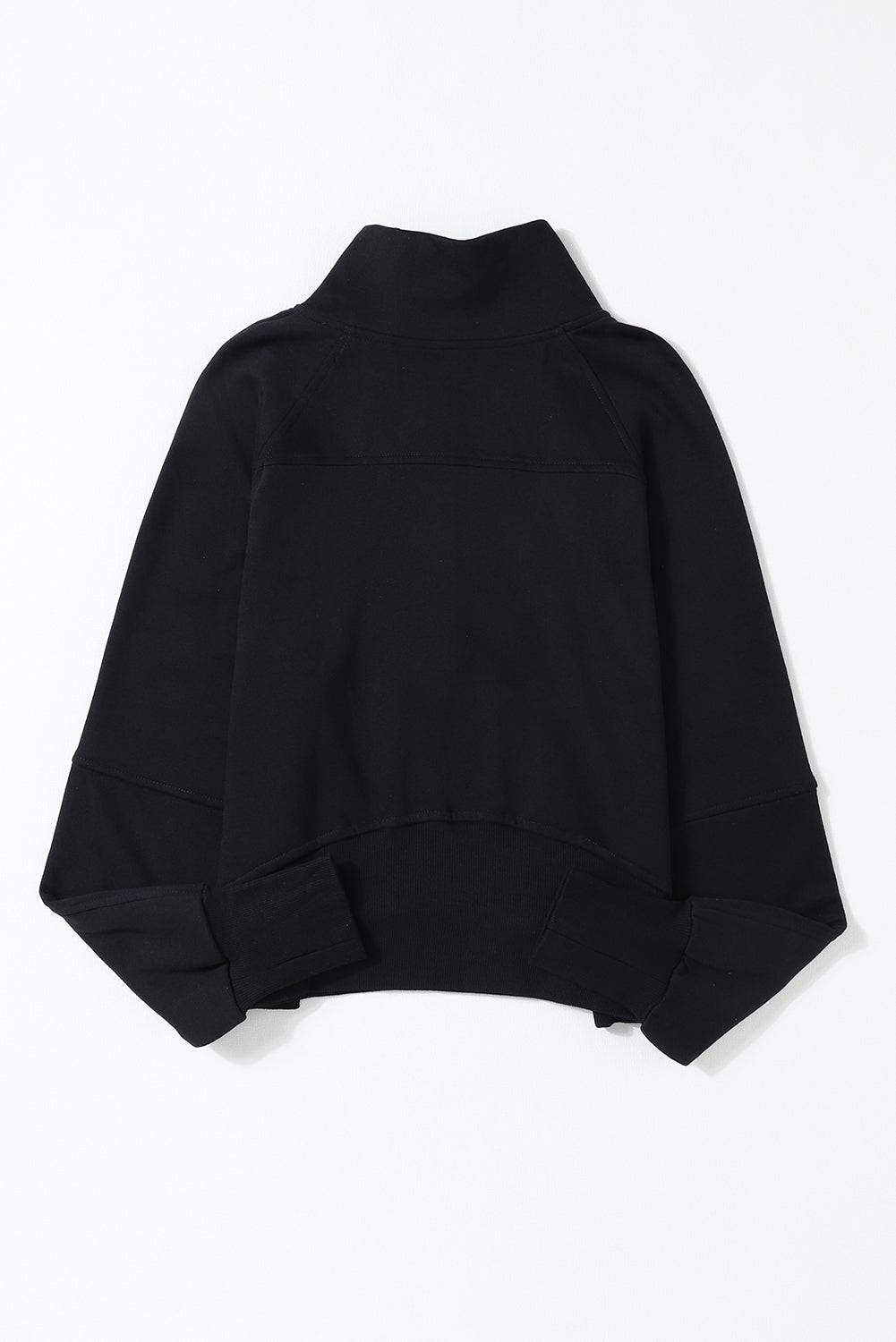 a picture of a black sweatshirt on a white background