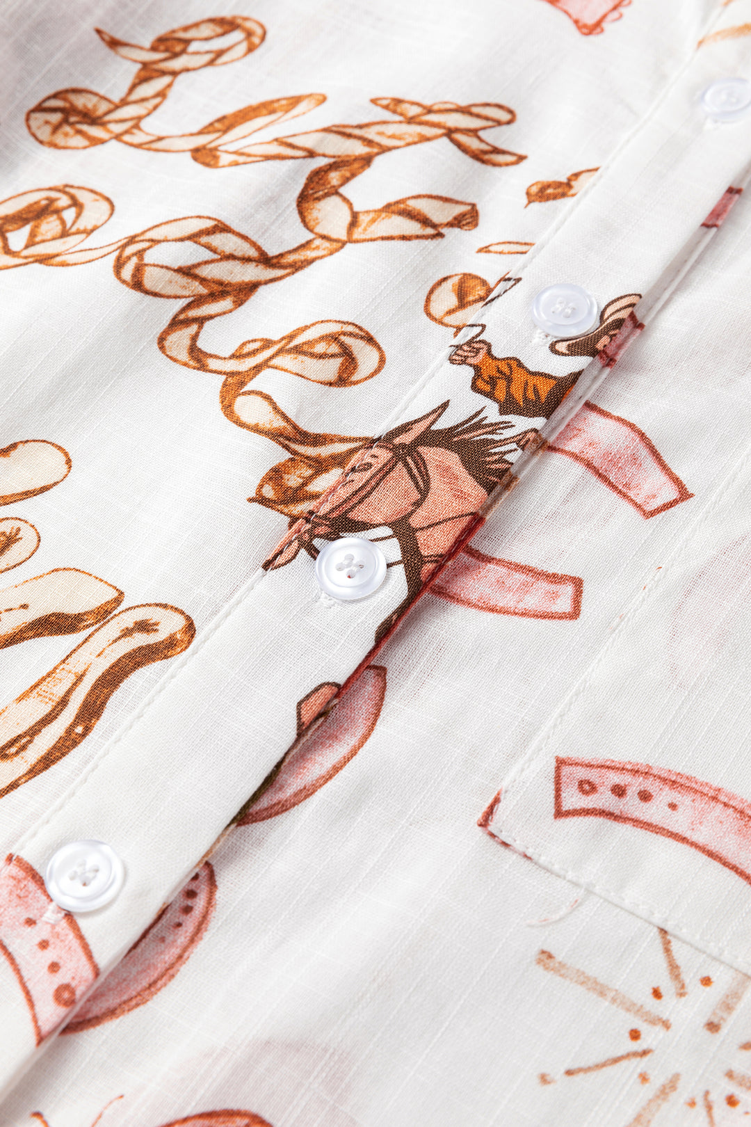 White Rodeo Cowgirl Print Western Button up Shirt