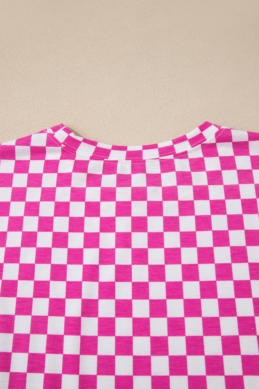 Checkered Print Half Sleeve Tee 2pcs Lounge Pant Set