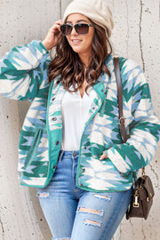 a woman in ripped jeans and a green and white jacket
