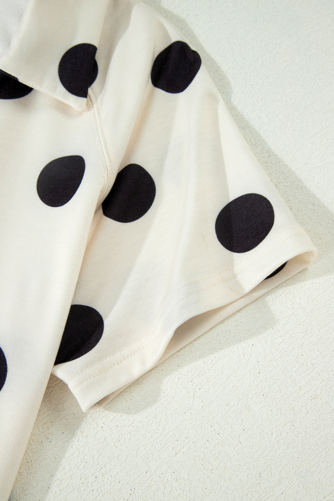 Polka Dot Print V Neck Tee Short Set