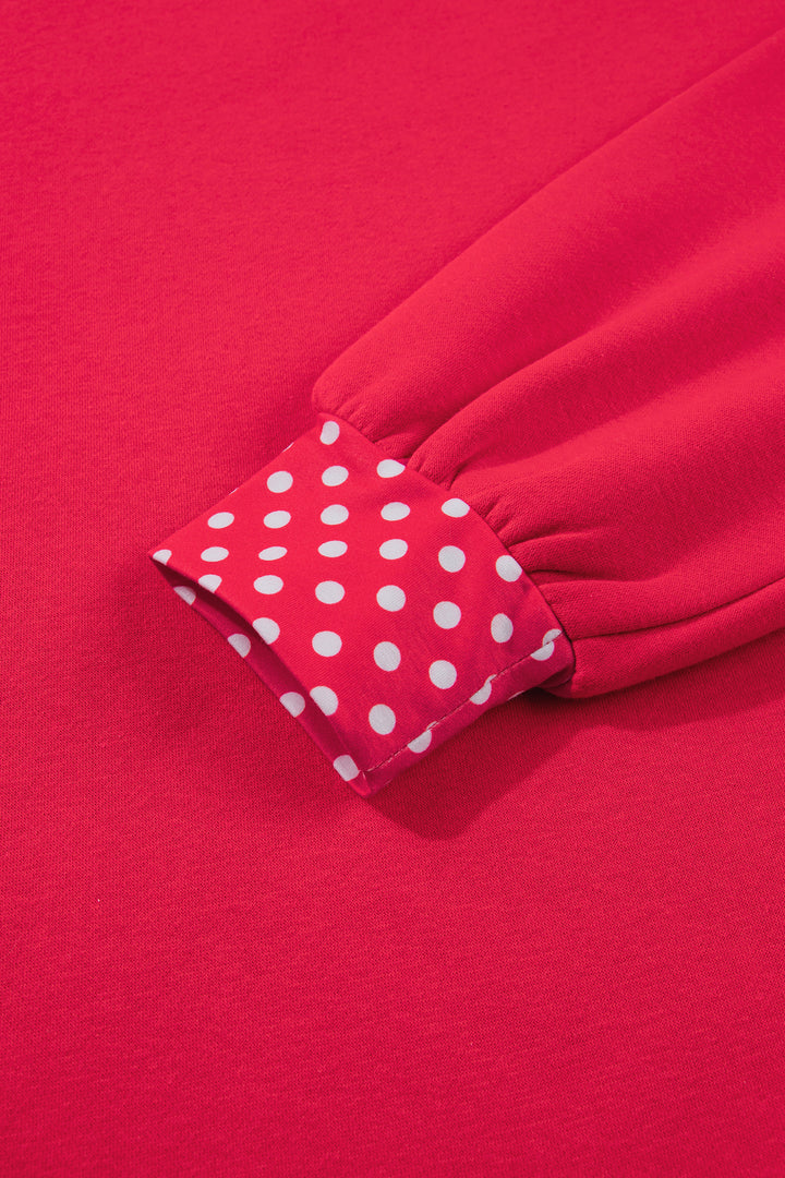 Colorblock Polka Dot Contrast Trim Oversized Sweatshirt