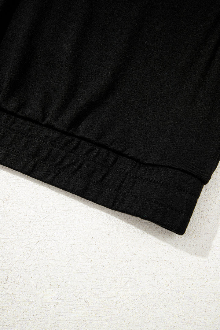 Black 3 Pcs Crop Tank Top Shorts with Cardigan Lounge Set