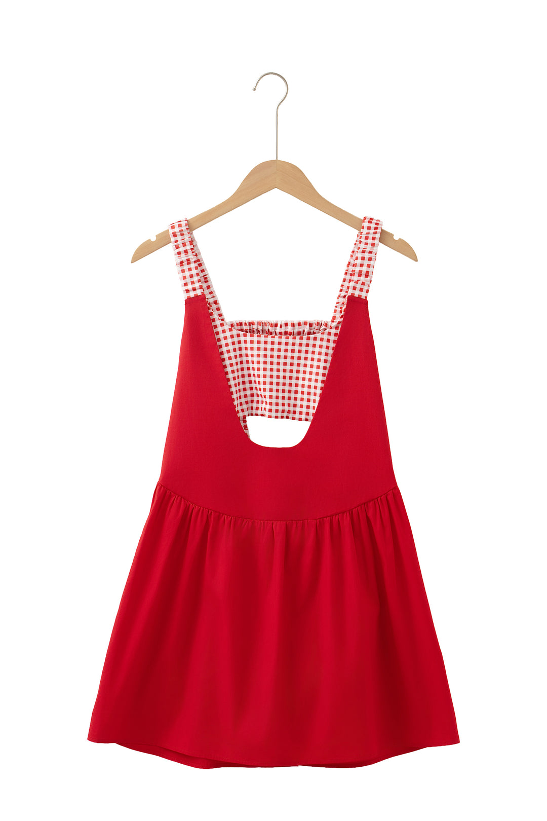 Two Piece Gingham Contrast Patchwork Loose Mini Dress