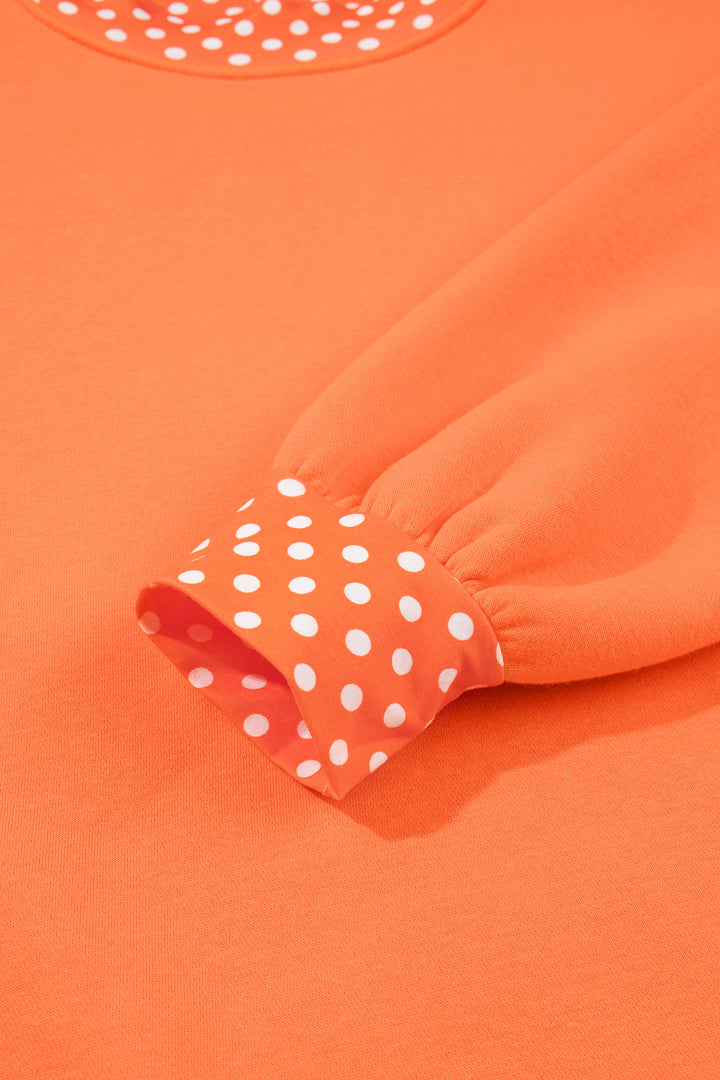 Colorblock Polka Dot Contrast Trim Oversized Sweatshirt