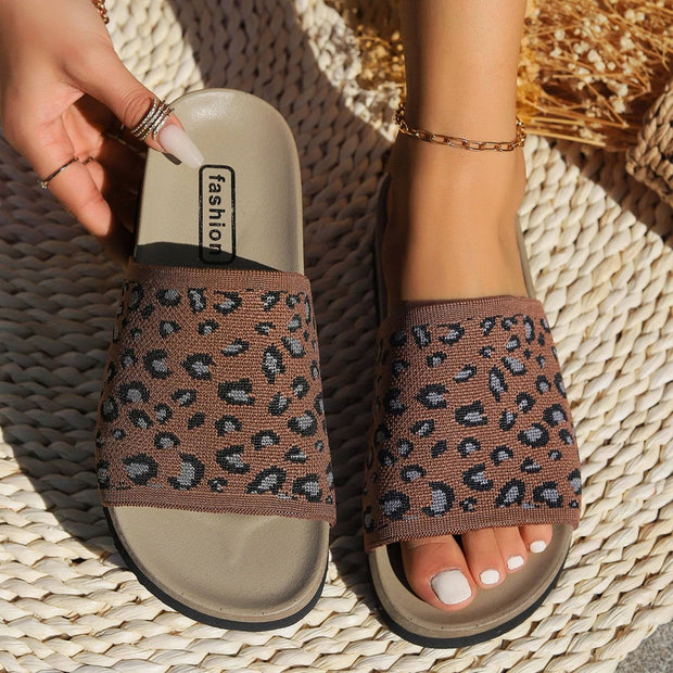 Leopard Open Toe Sandals - Chestnut / 35(US4)