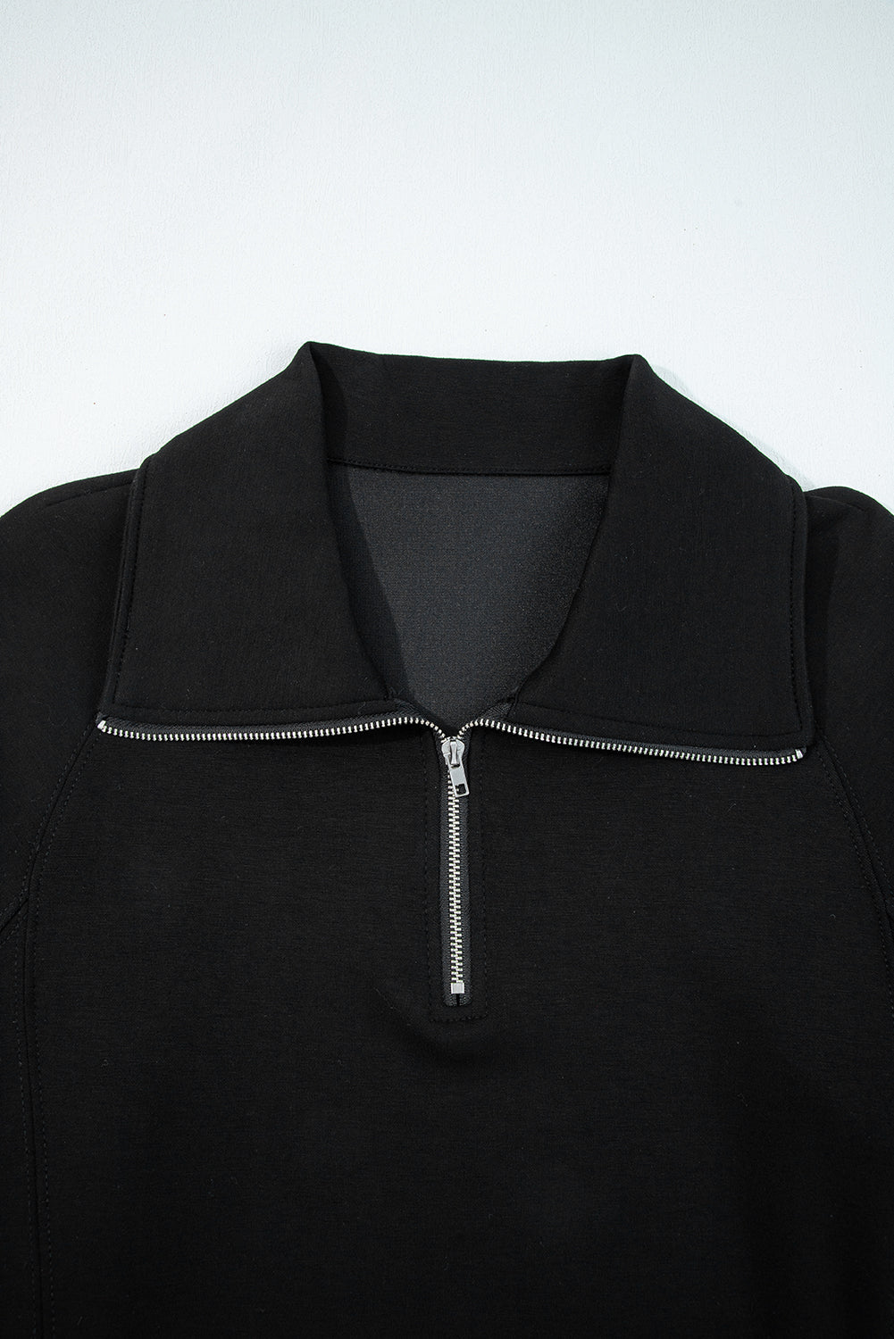 Zip Collar Long Sleeve Top Drawstring Pants Set