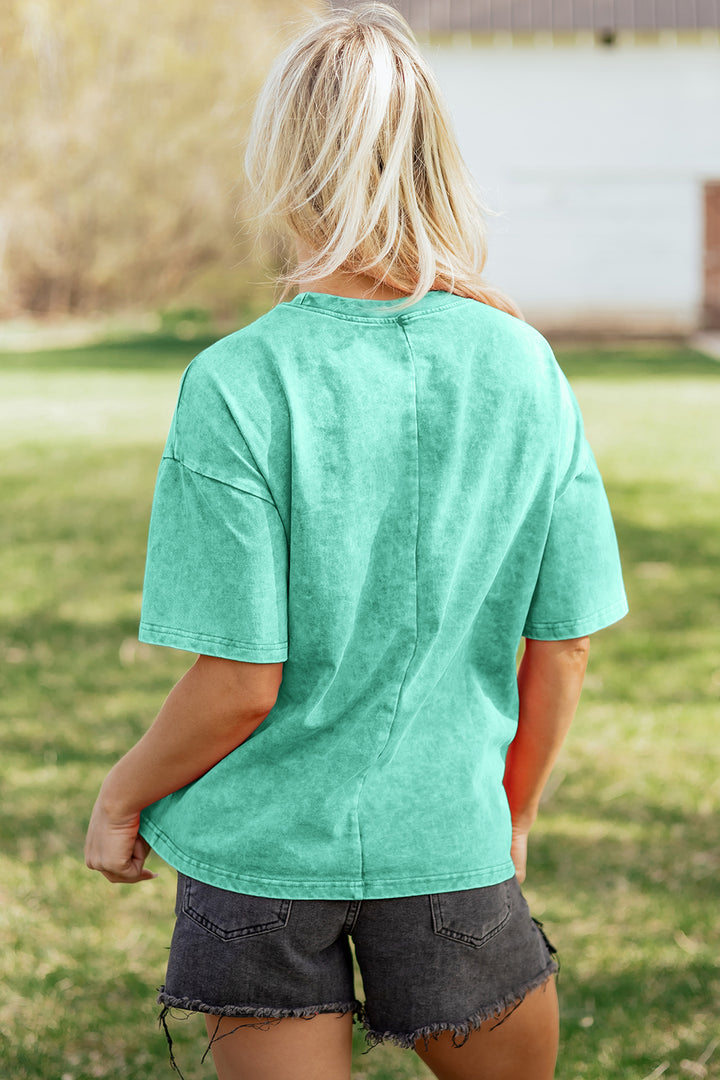 Solid Color Cotton Mineral Washed Oversize Tee