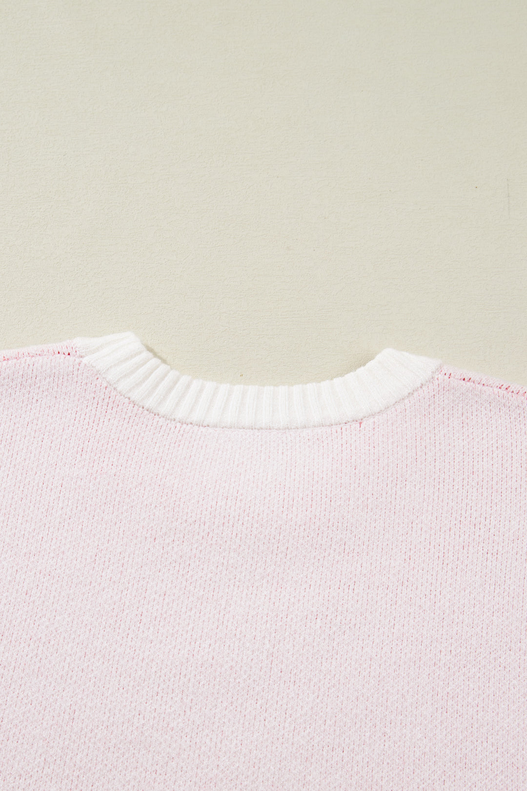 White Cherry Pattern Drop Shoulder Sweater