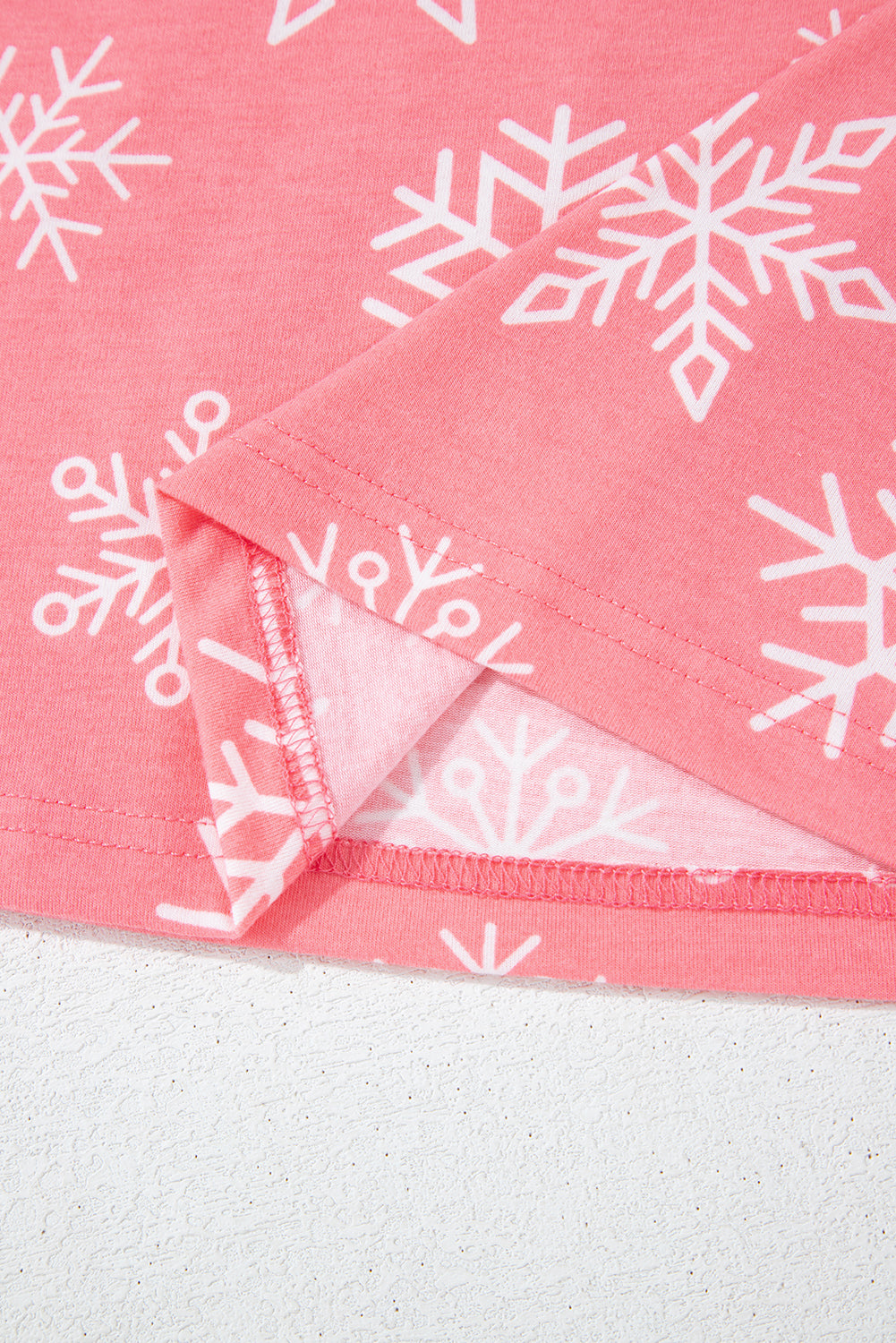 Pink Christmas Snowflake Print Two Piece Loungewear