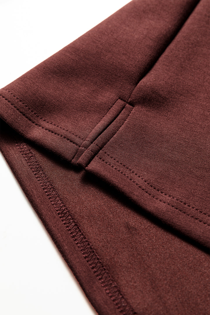 Coffee Contrast Plaid Trim Patchwork Collared Plus Size Shift Mini Dress