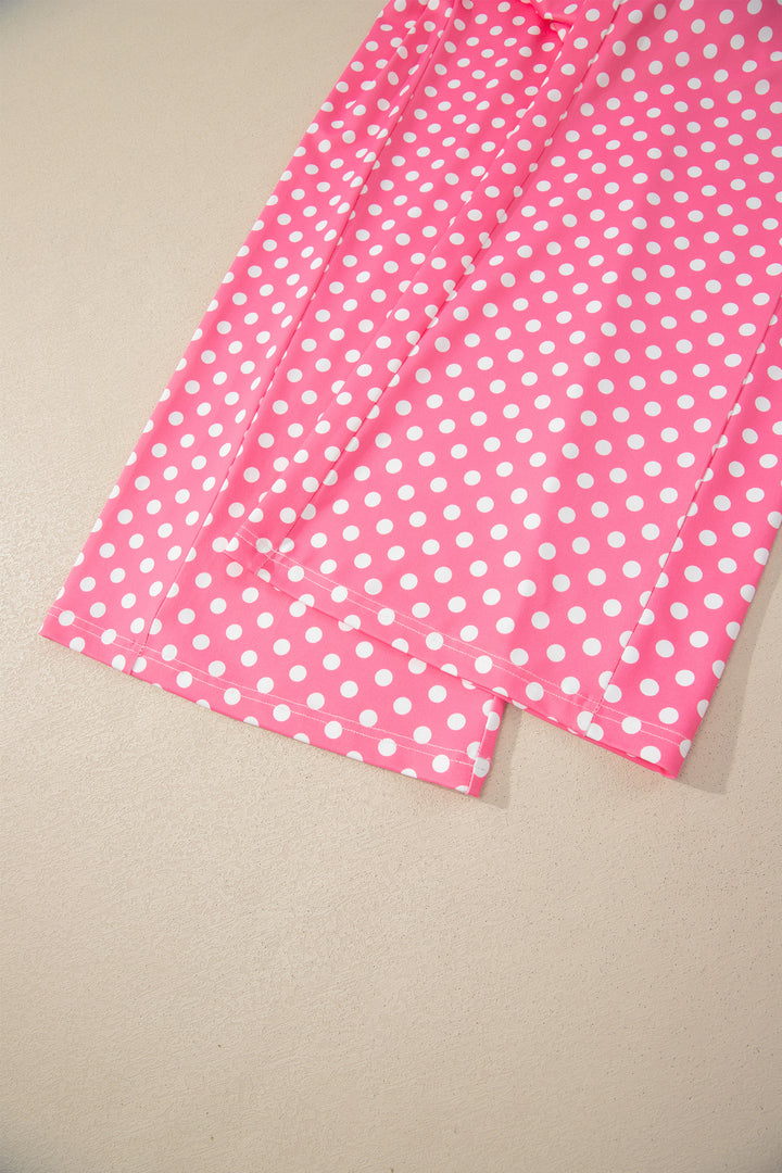 Polka Dot Print Slim Tank Loose Pants 2pcs Outfit