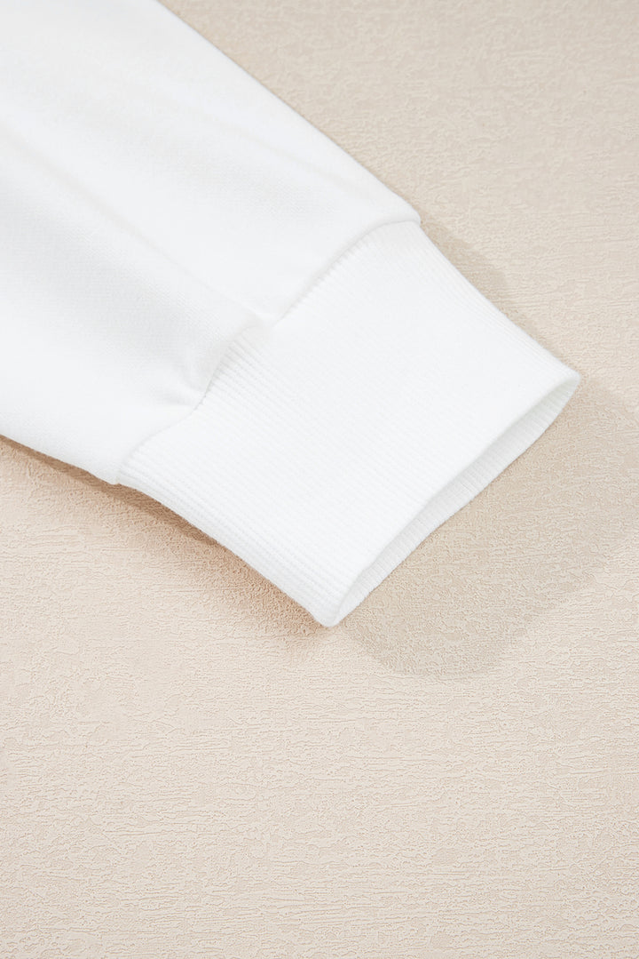 Beige Big Bow Pattern Plus Size Drop Shoulder Sweatshirt