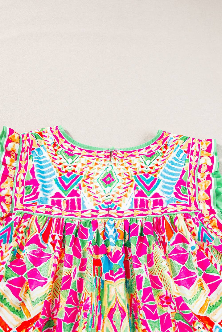 a dress with a colorful pattern on it