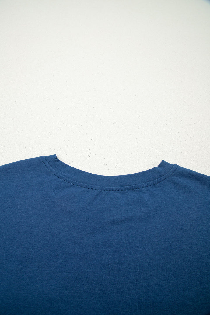 Color Block Chest Pocket Patched Casual Short Sleeve Top