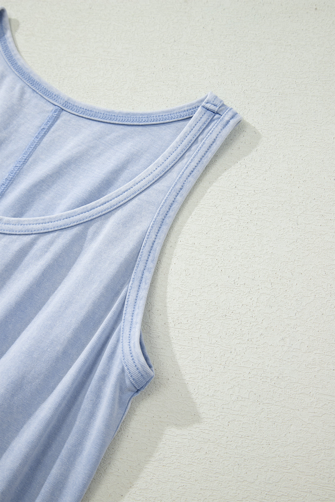 Mineral Wash U Neck Elastic Waist Sleeveless Mini Dress
