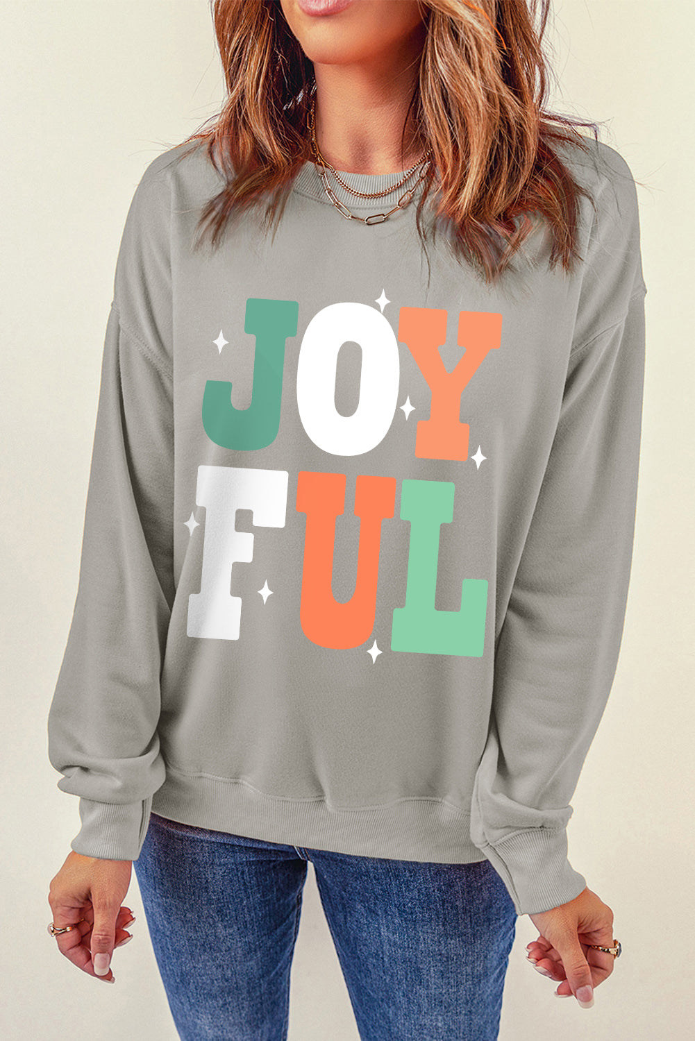 Gray JOYFUL Christmas Wish Printed Sweatshirt