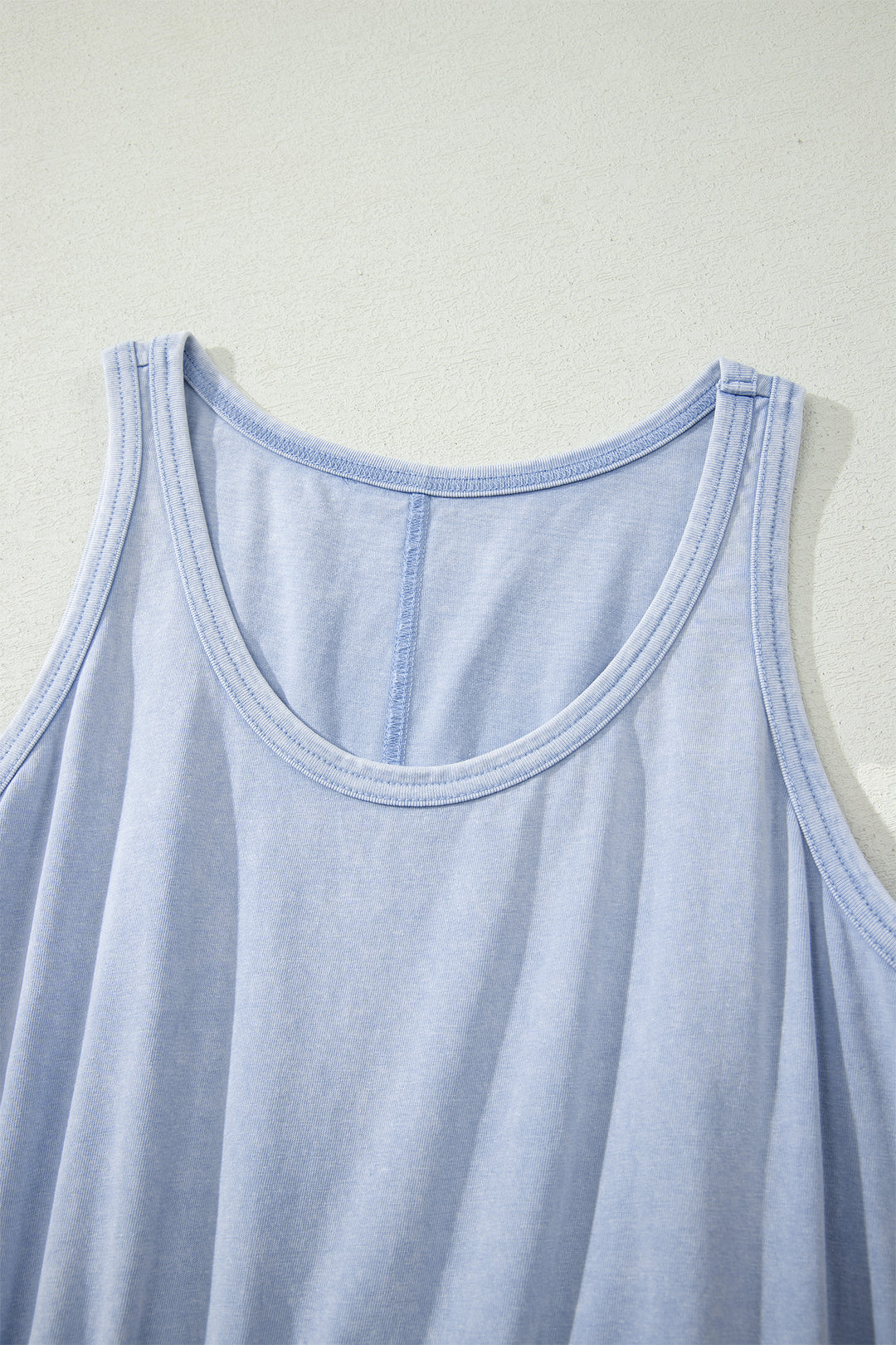 Mineral Wash U Neck Elastic Waist Sleeveless Mini Dress