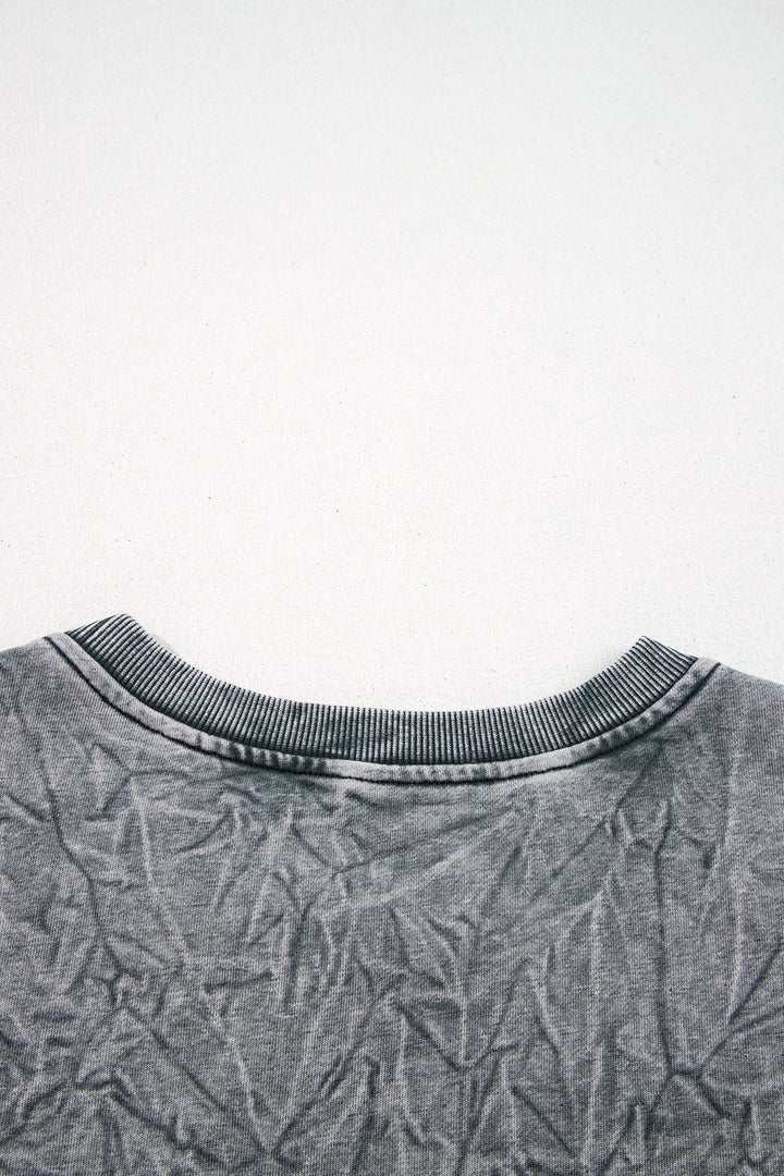 saved by grace Letter Embroidery Mineral Wash Loose Sweatshirt