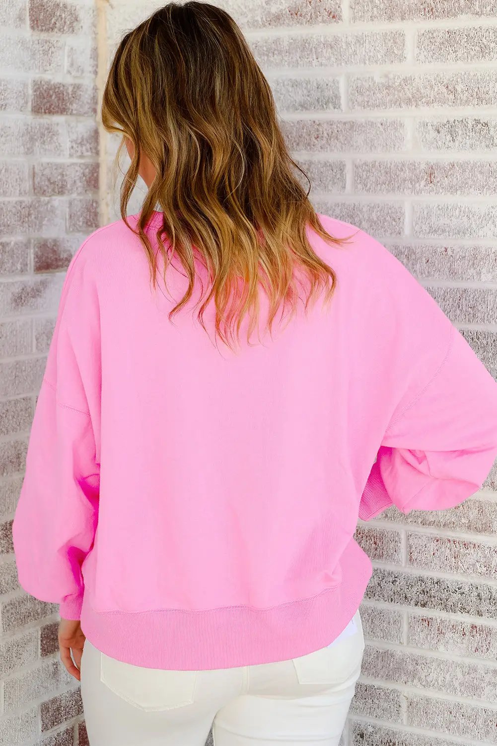 Pink Touch Down Thread Embroidery Sweatshirt