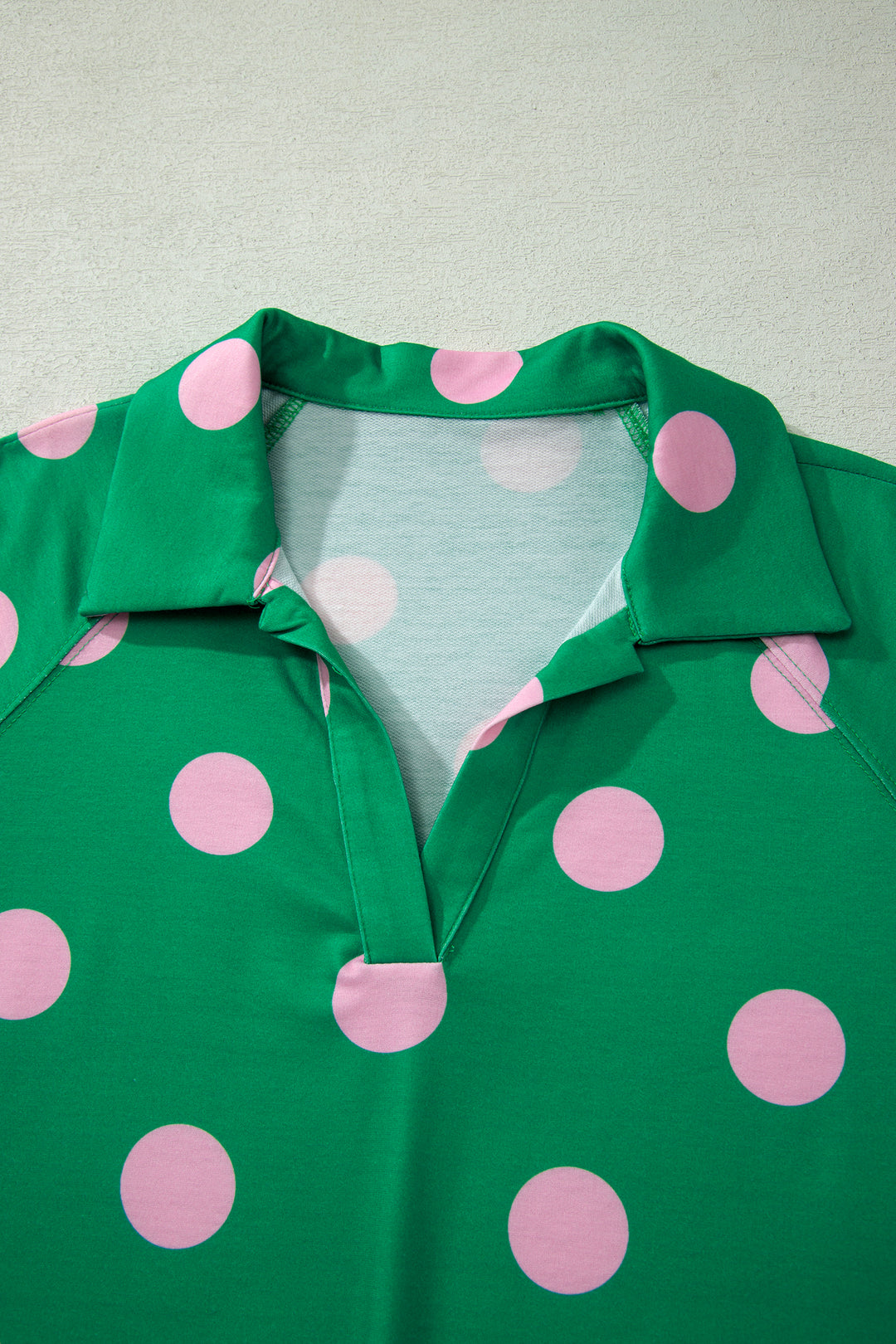 Polka Dot Print V Neck Tee Short Set