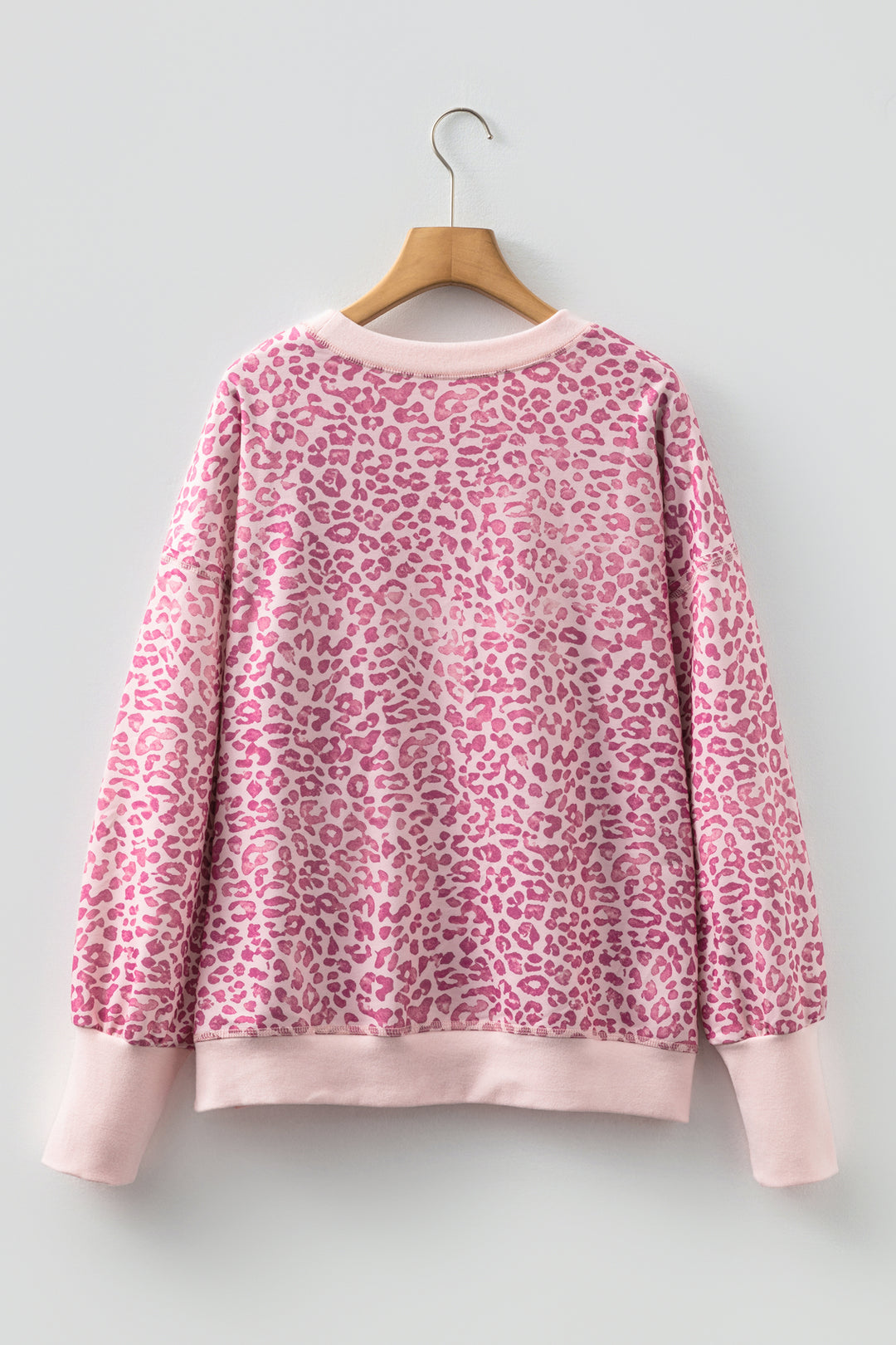 Leopard Print Patchwork Crew Neck Sweatshirt