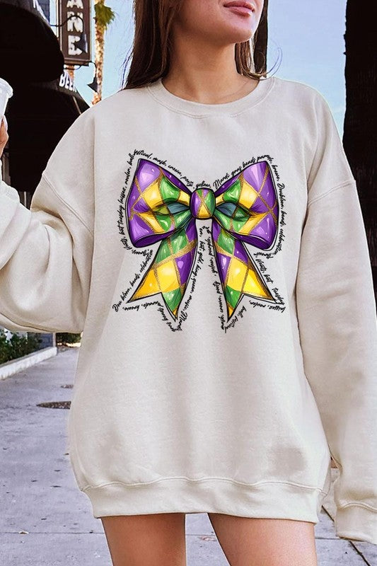 Mardi Gras Coquette Bow Graphic Sweatshirt