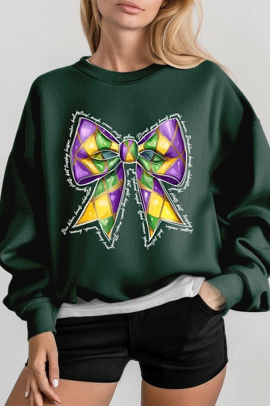 Mardi Gras Coquette Bow Graphic Sweatshirt