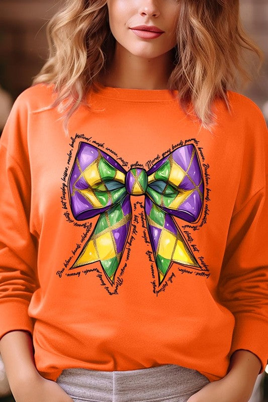 Mardi Gras Coquette Bow Graphic Sweatshirt