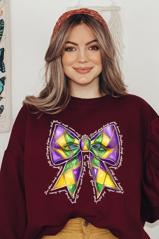 Mardi Gras Coquette Bow Graphic Sweatshirt