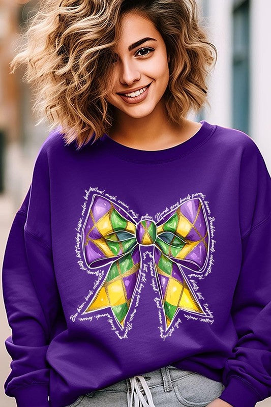 Mardi Gras Coquette Bow Graphic Sweatshirt