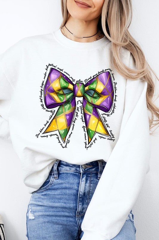 Mardi Gras Coquette Bow Graphic Sweatshirt