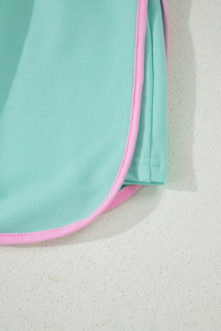 Colorblock Edge Drop Shoulder T Shirt and Skort 2Pcs Set