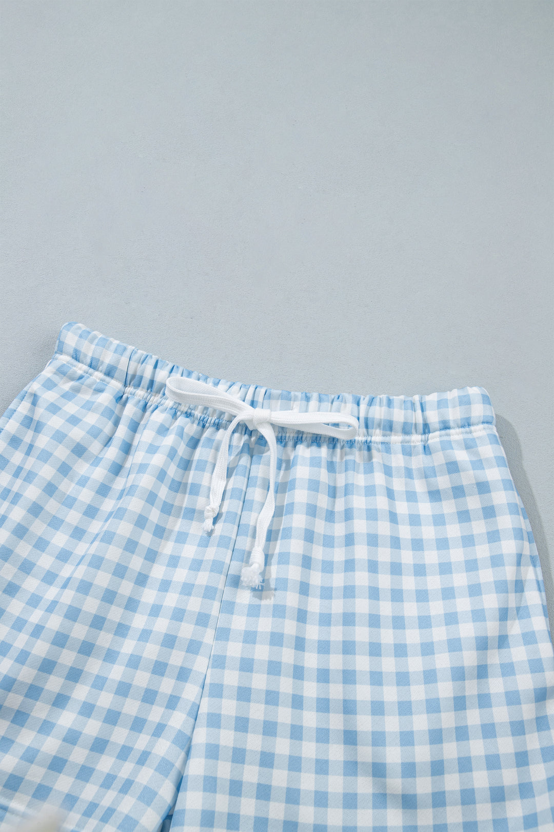 Plaid Baggy Pullover Drawstring Casual Shorts 2pcs Outfit