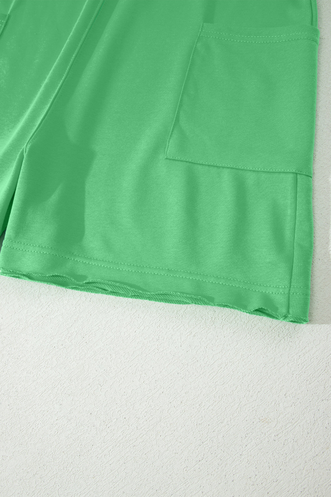 Solid Color Raw Edge Half Sleeve Pocketed Loose Romper