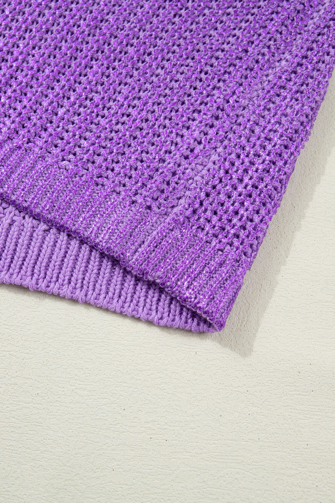 Solid Color Knit High Neck Short Sleeve Sweater