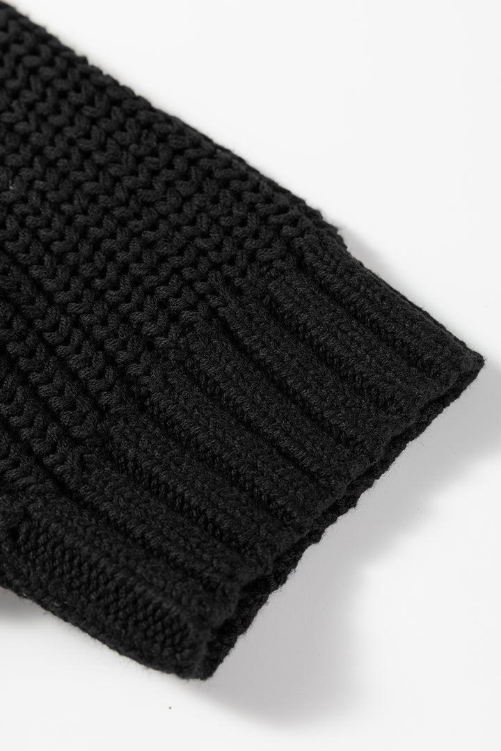 Black Plaid Lace up Detail Christmas Holiday Puff Short Sleeve Sweater