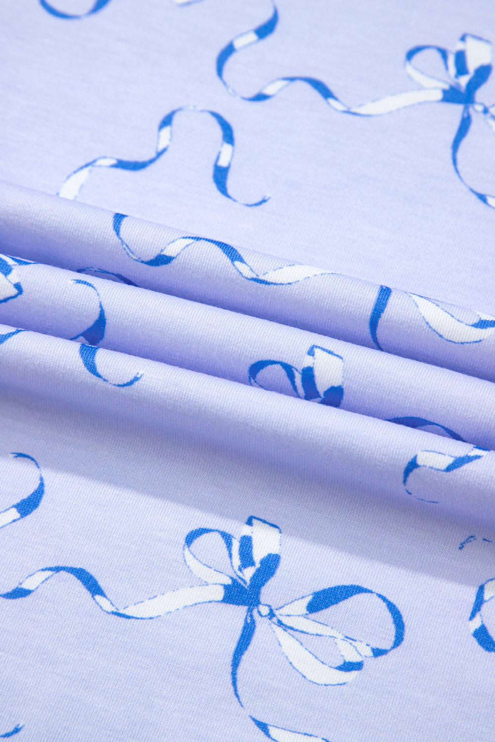 Sky Blue Bow Printed Ruffled Short Lounge Set