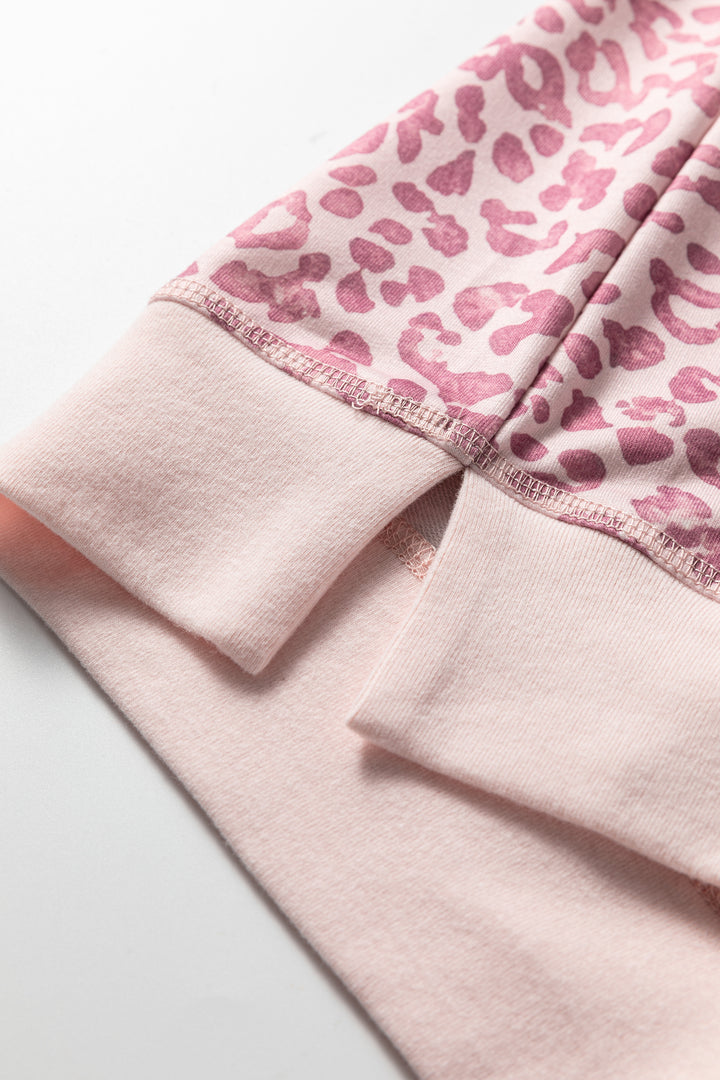 Leopard Print Patchwork Crew Neck Sweatshirt