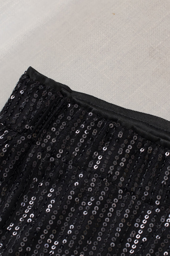 Black Sequin Wide Leg Pants