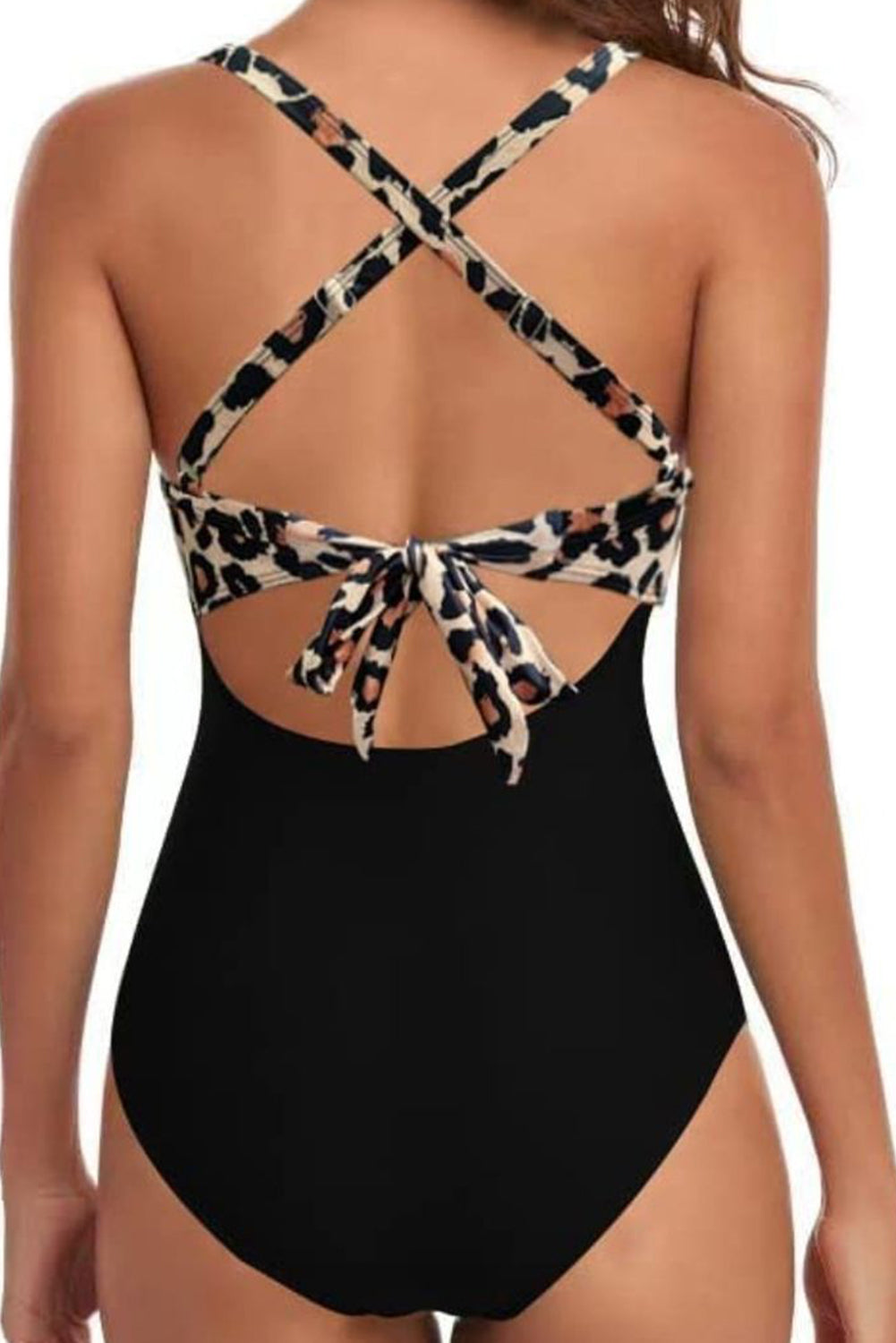 2-tone Crossed Cutout Backless Monokini