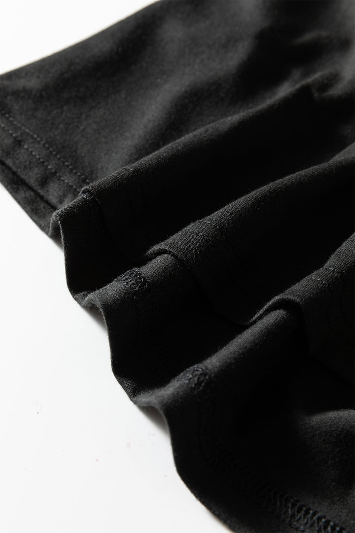 Black Plus Size Solid Color Asymmetric Neck Short Sleeve Blouse