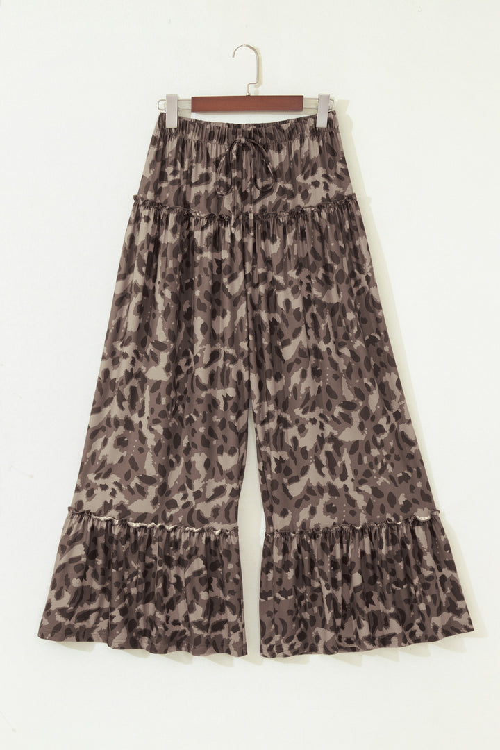 Multicolour Camo Print Wide Leg Casual Pants