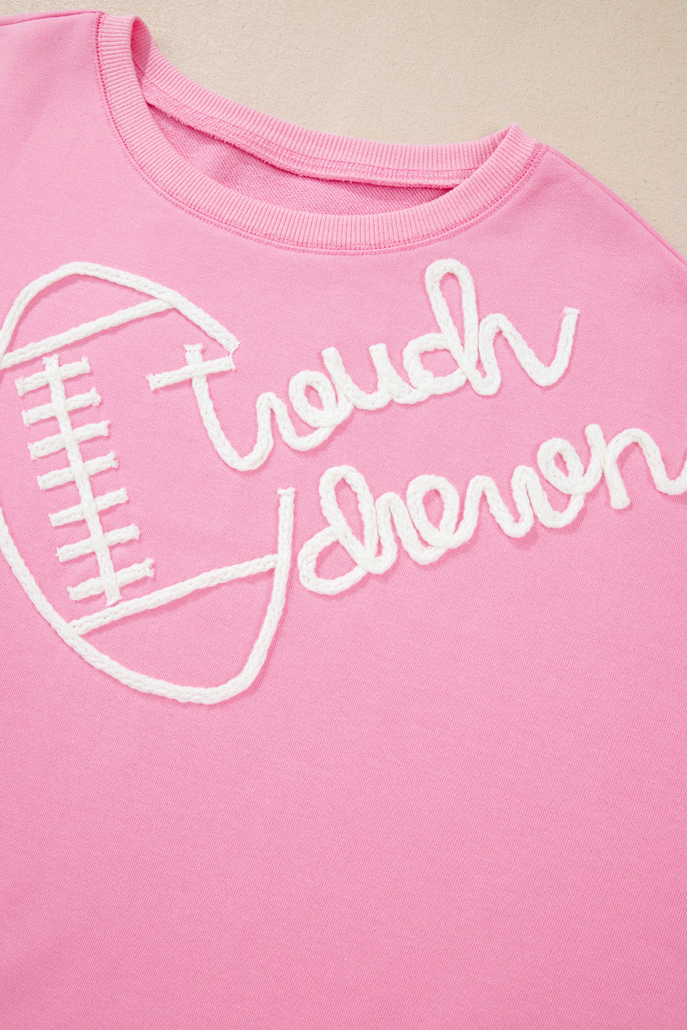 Pink Touch Down Football Embroidered Plus Size Sweatshirt