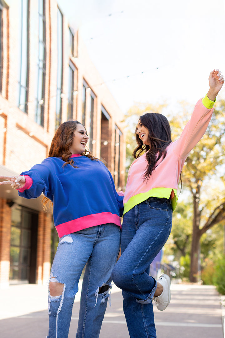 Colorblock Bubble Sleeve Sweatshirt