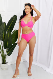 Marina West Swim Summer Splash Halter Bikini Set in Pink -