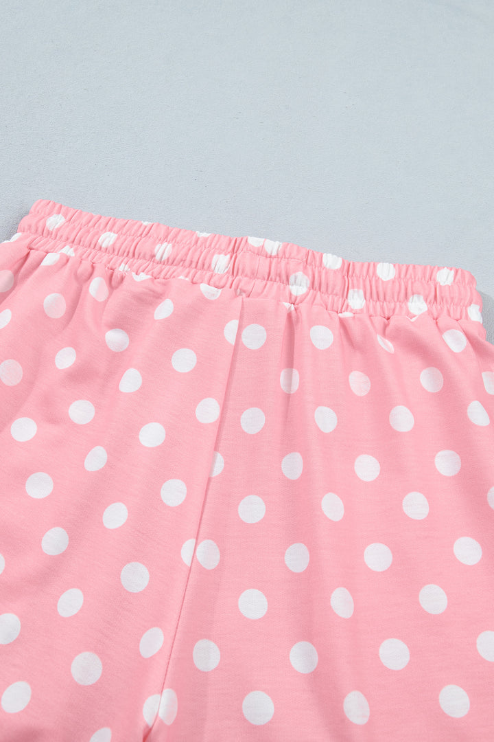 Polka Dot Oversized Top Drawstring Short Set