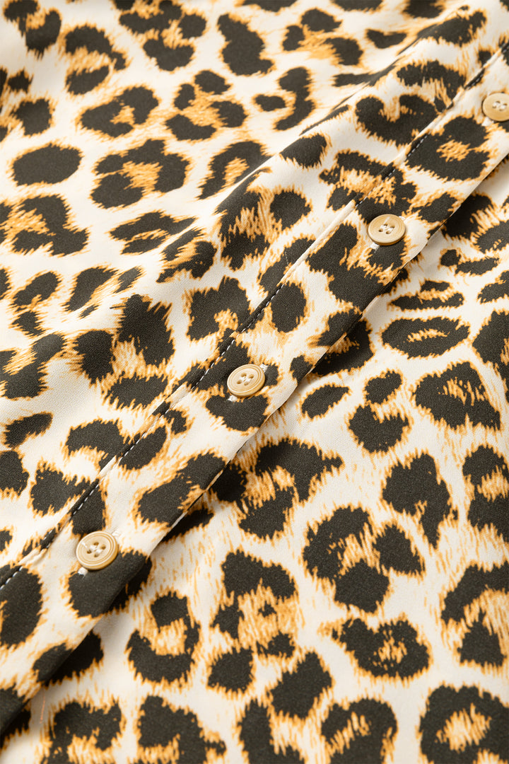Khaki Contrast Edge Leopard Shirt