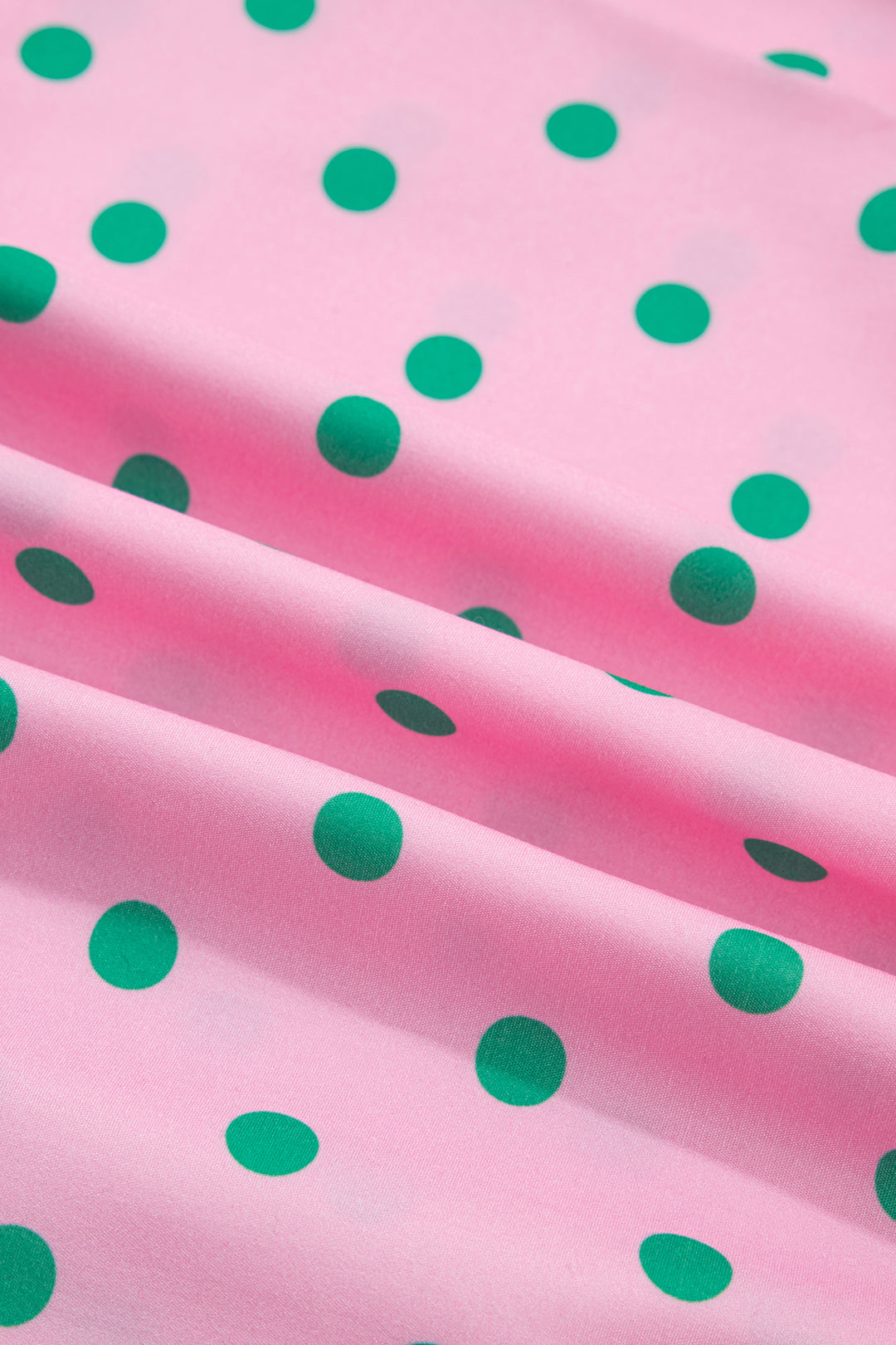 Pink Polka Dot Print V Neck Short Sleeve Tiered Mini Dress
